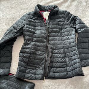 Black Kate spade packable jacket with hood and zipper case size M